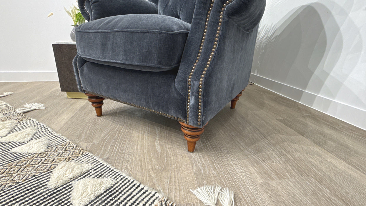 Sofology Darcy Fabric Accent Wing Chair with Studs in Relaxed Chenille Ink