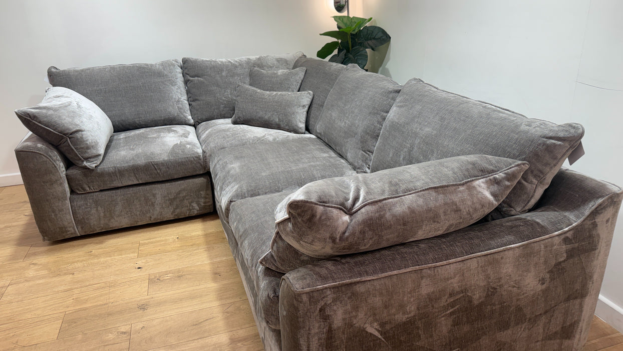 Sofology Georgio Fabric 1 Corner 3 Feather Flex Seats in Luxe Chenille Pewter