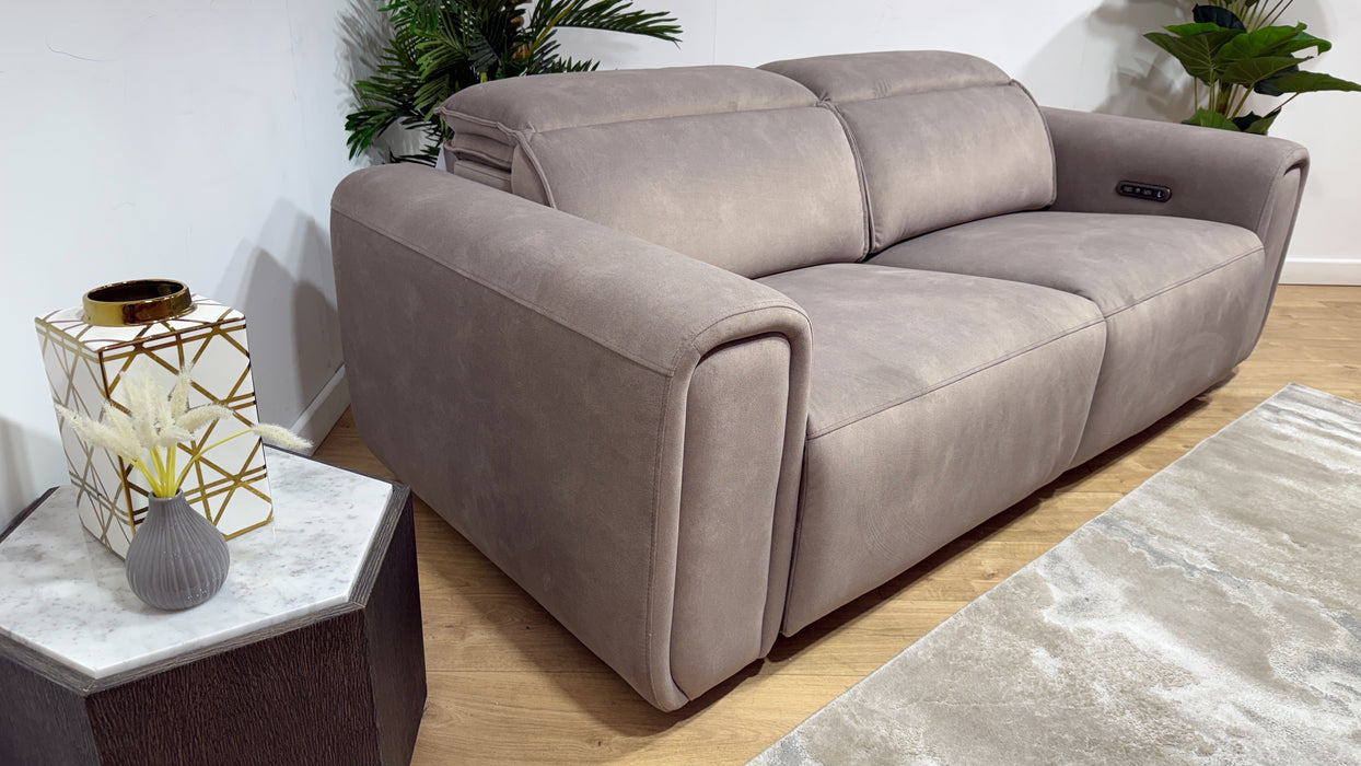 Sofology Premiere Fabric 2.5 Seater Power Recliner/Headrest in Lifestyle Flecked Nutmeg