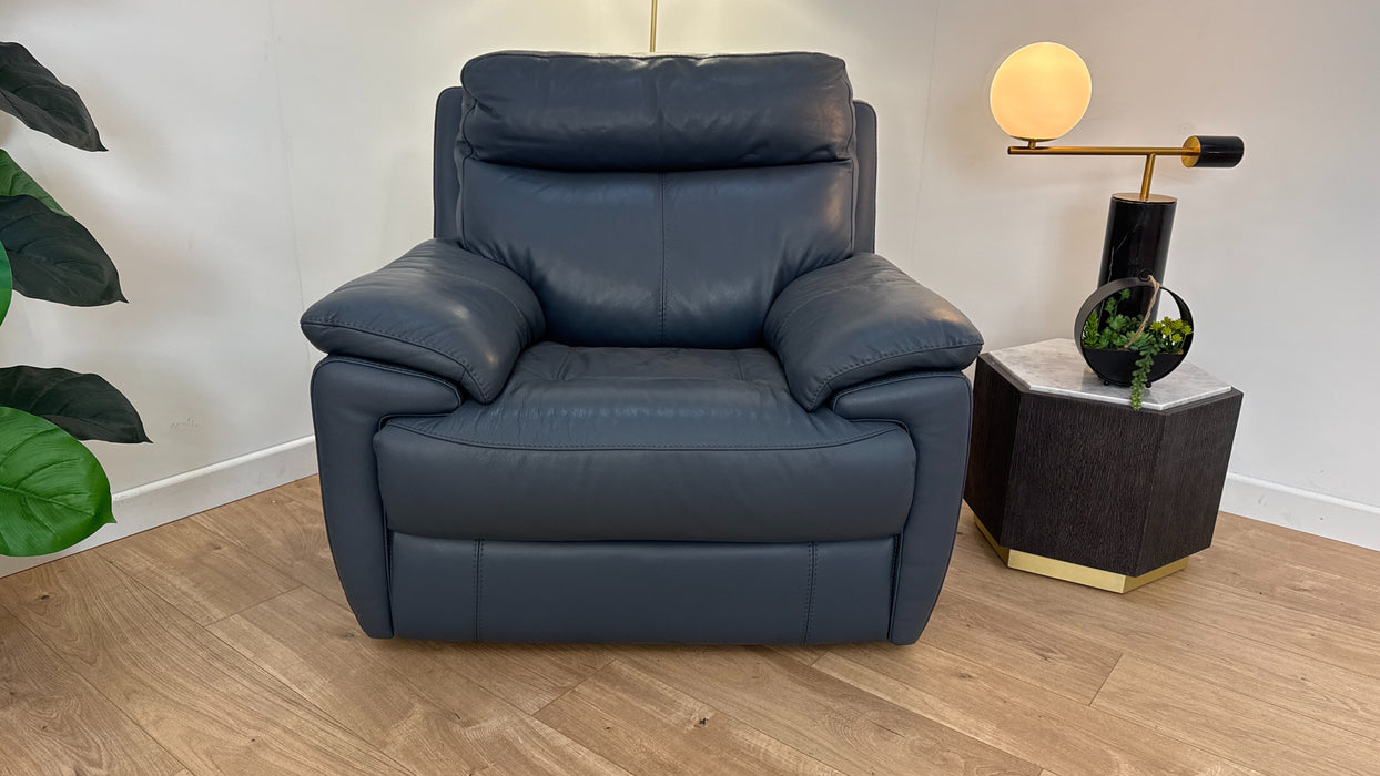 Falcon Chair  - Leather Power Reclining  - Denim Blue