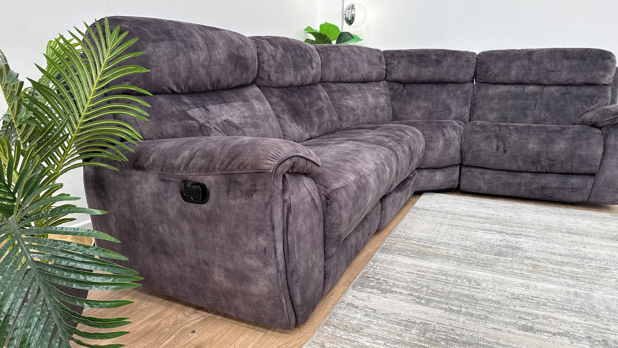 Sofology Radley Fabric Recliner 2.5 Corner 1.5 in Decent Charcoal