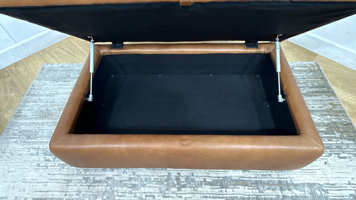 Sofology Retreat Leather Large Storage Footstool in Relaxed Soft Tan