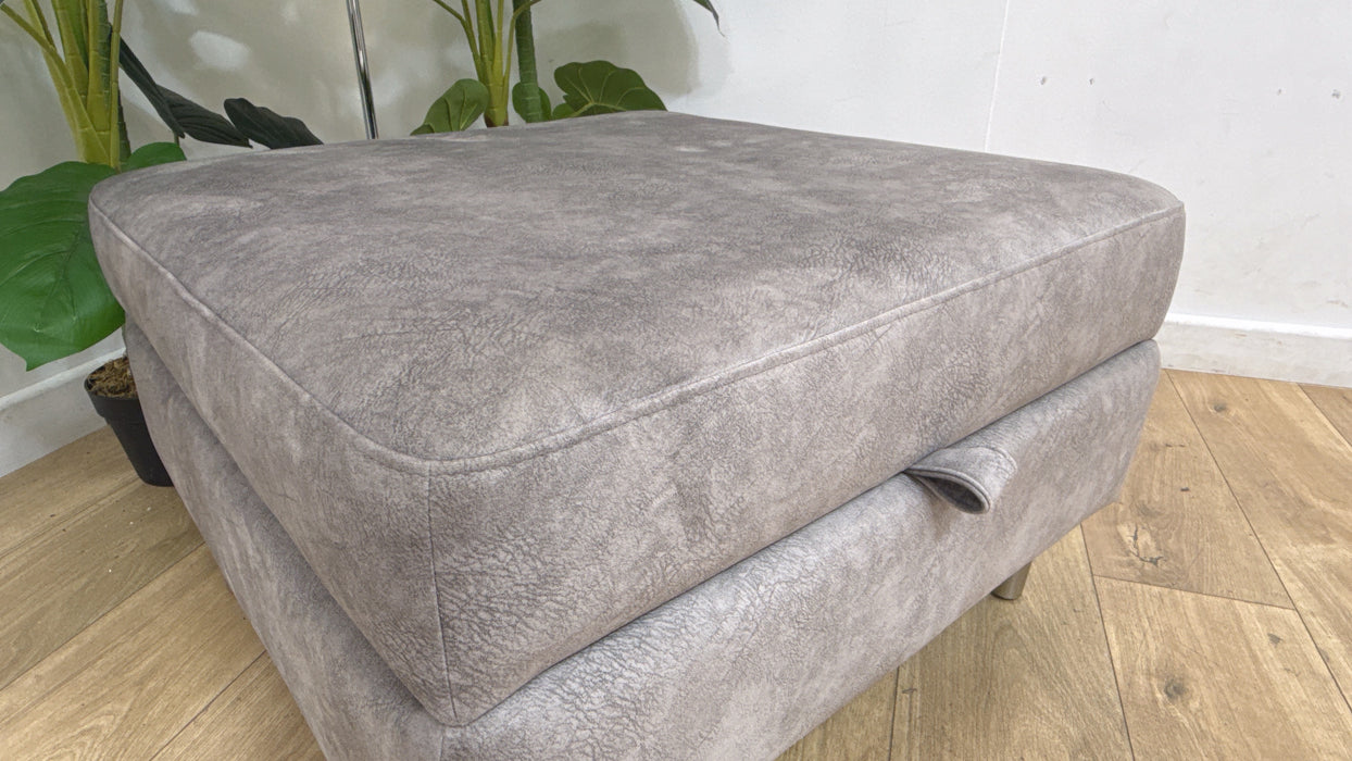 Sofology Hackney Fabric Storage Memory Foam Footstool in Lifestyle Dapple Silver