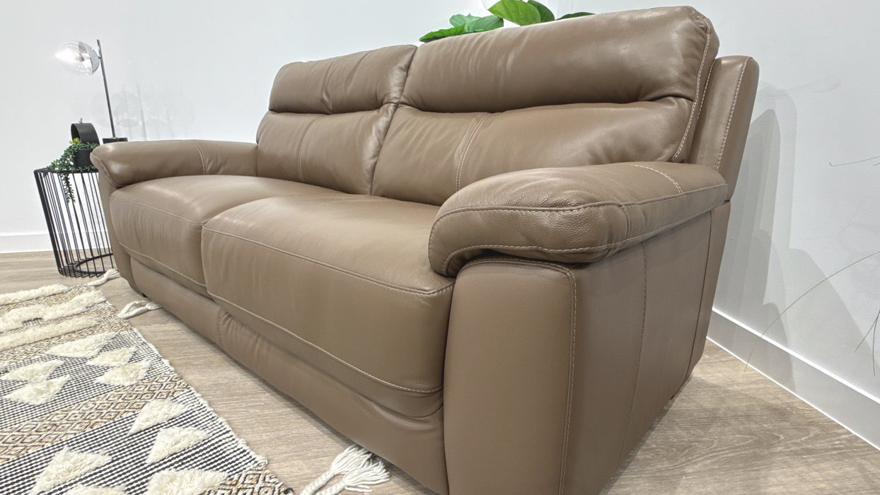 DFS Tristan 3 Seater Leather Sofa in Pecan
