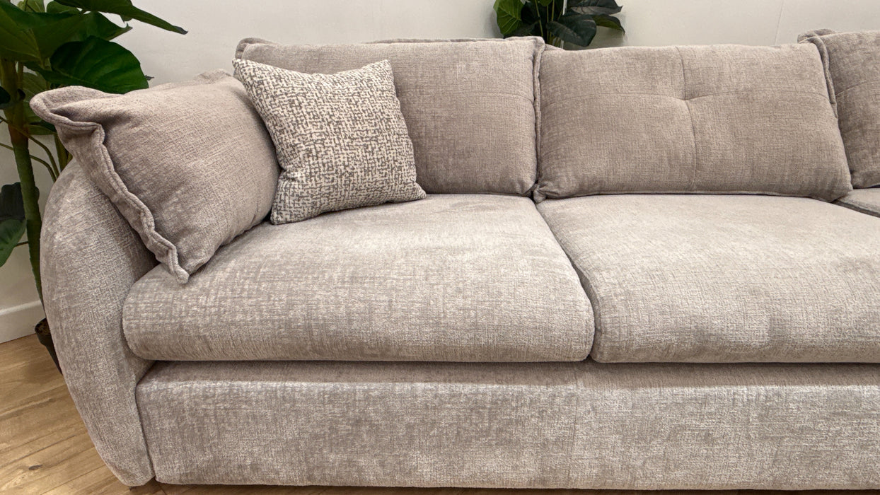 Sofology Portobello Fabric 3 Seater Chaise Storage Foam Seats in Teddy Chenille Silver Mix