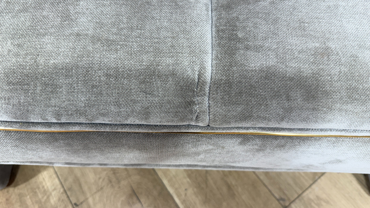 Sofology Oscar Fabric Small Bench Footstool Gold Trim in Fine Textured Chenille Stone