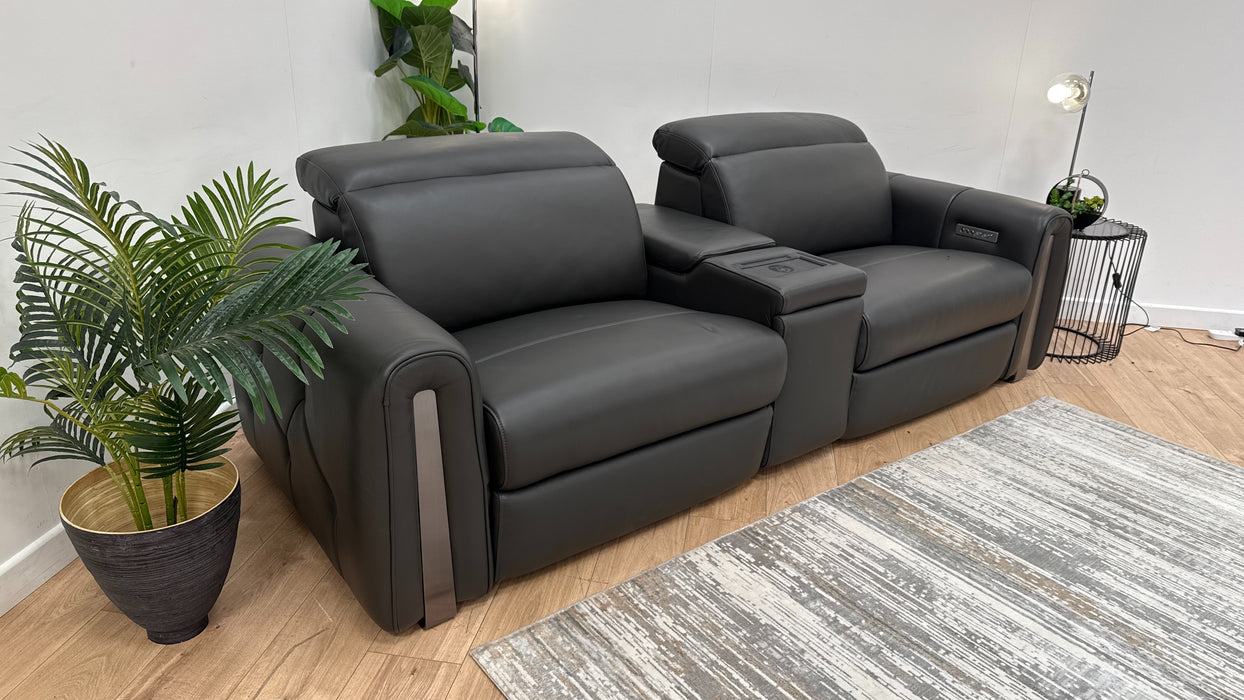 Sofology The Kingsbridge 2.5 Seater Leather Recliner Sofa in Trusty Embossed Charcoal