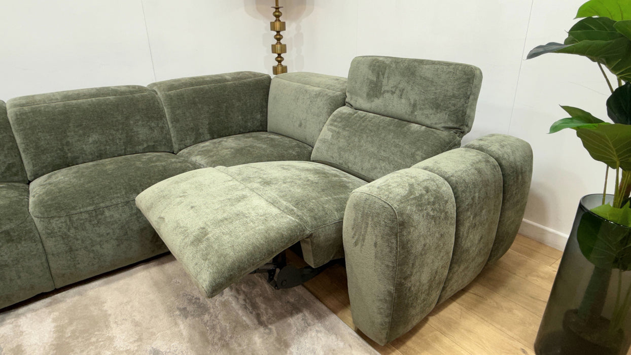 Sofology Solace 3 Corner 1.5 Power Recliner/Headrest in Forest Green