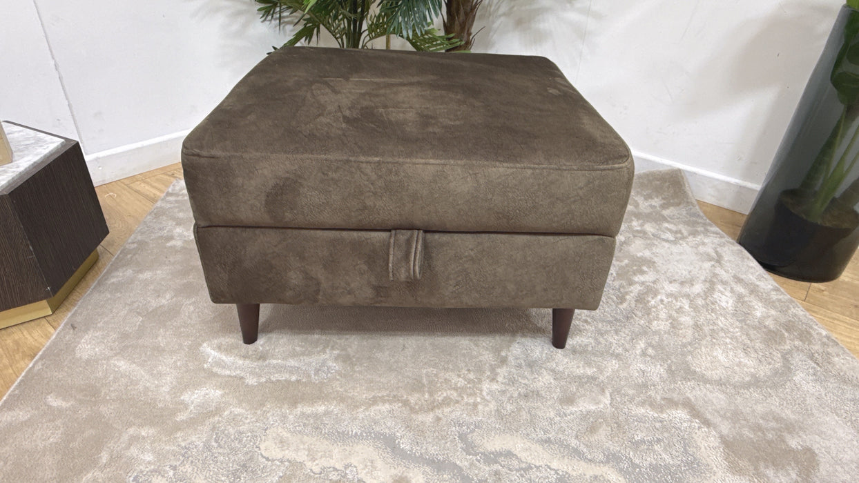 Sofology The Hackney Fabric Storage Memory Foam Footstool in Lifestyle Dapple Olive Green