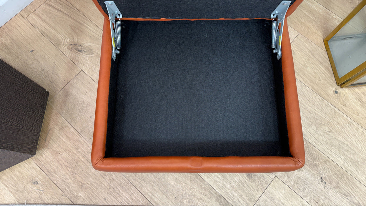 Sofology Adler Leather Storage Footstool in Relaxed Soft Amber