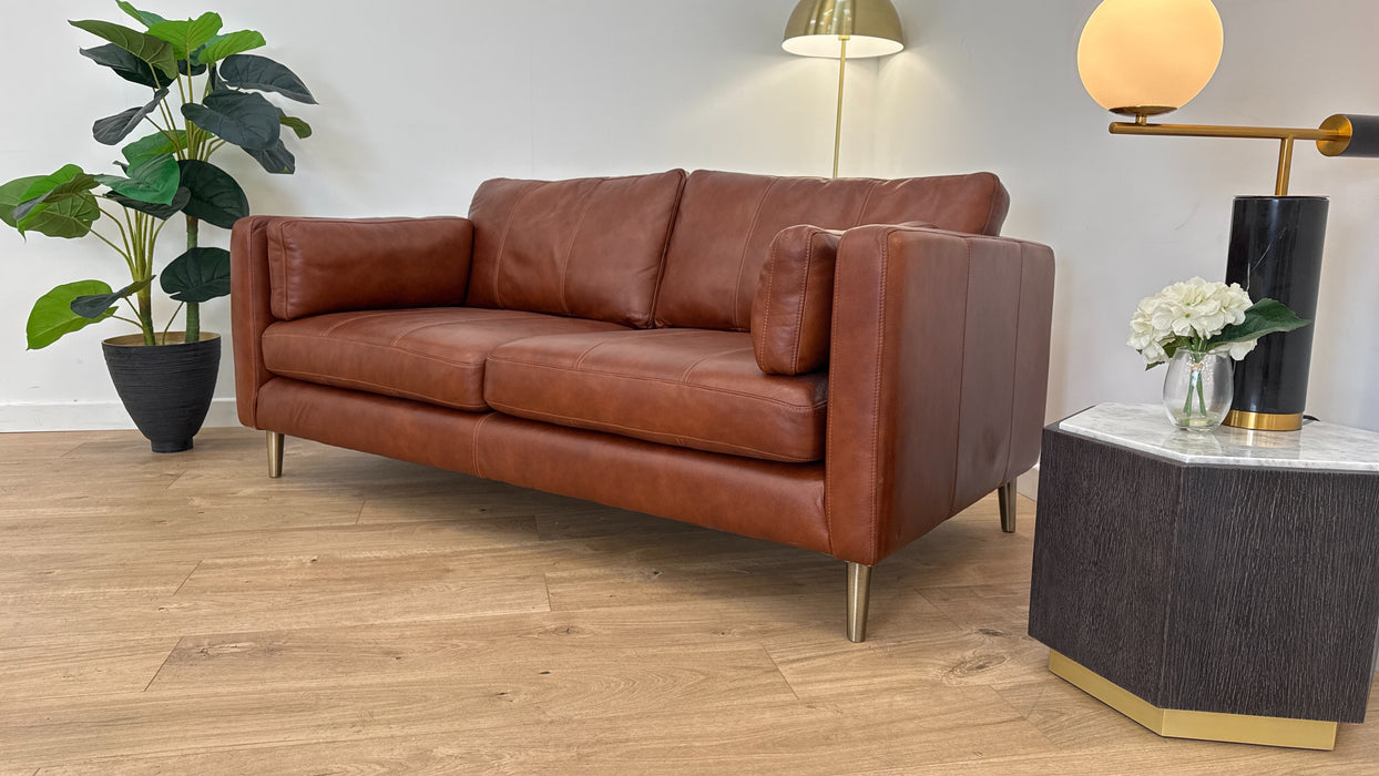 Marl 3 Seater Leather Sofa