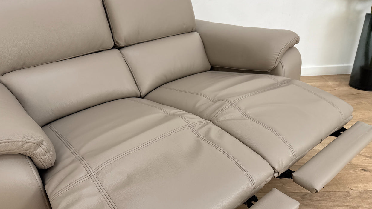 Sofology Bailey Leather 2 Seater Power Recliner/Headrest in Trusty Embossed Stone