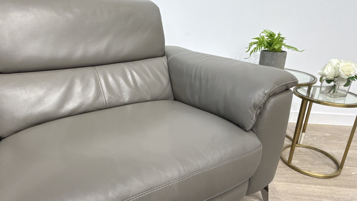 Sofology Illinois 3 Seater Leather Power Recliner in Fossil Grey