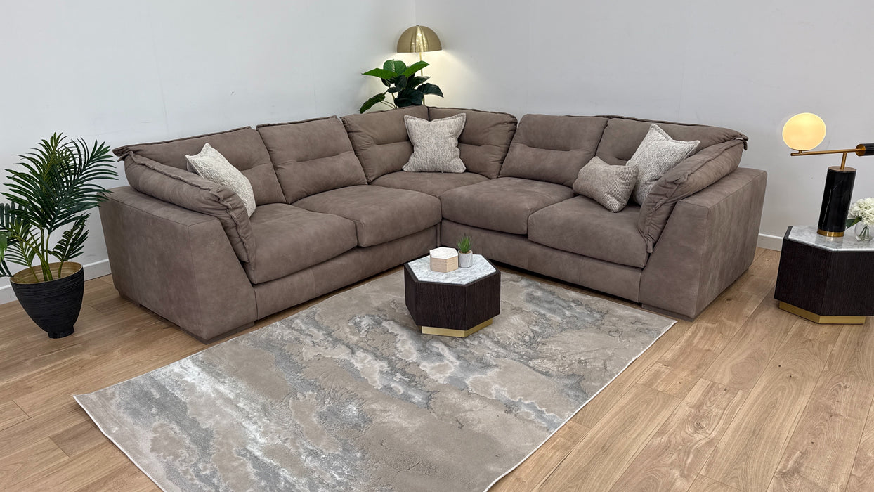 Strato Corner Sofa - Leather - Taupe/Natural Mix