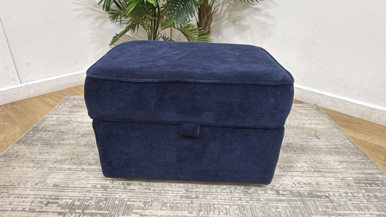 Sofology Mayfair Fabric Storage Footstool in Soft Chenille Navy All Over