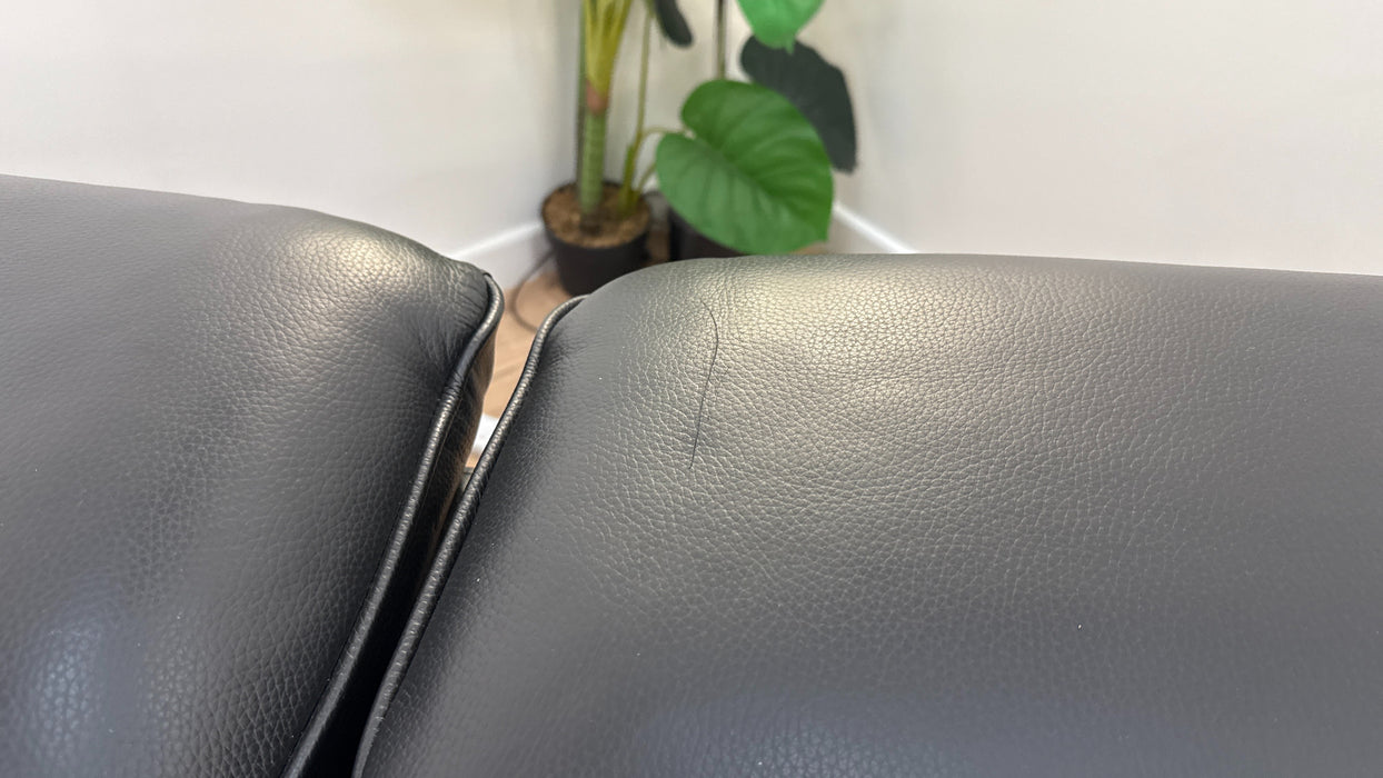 Sofology The Plaza 2.5 Seater Leather Recliner in Trusty Embossed Jet Black