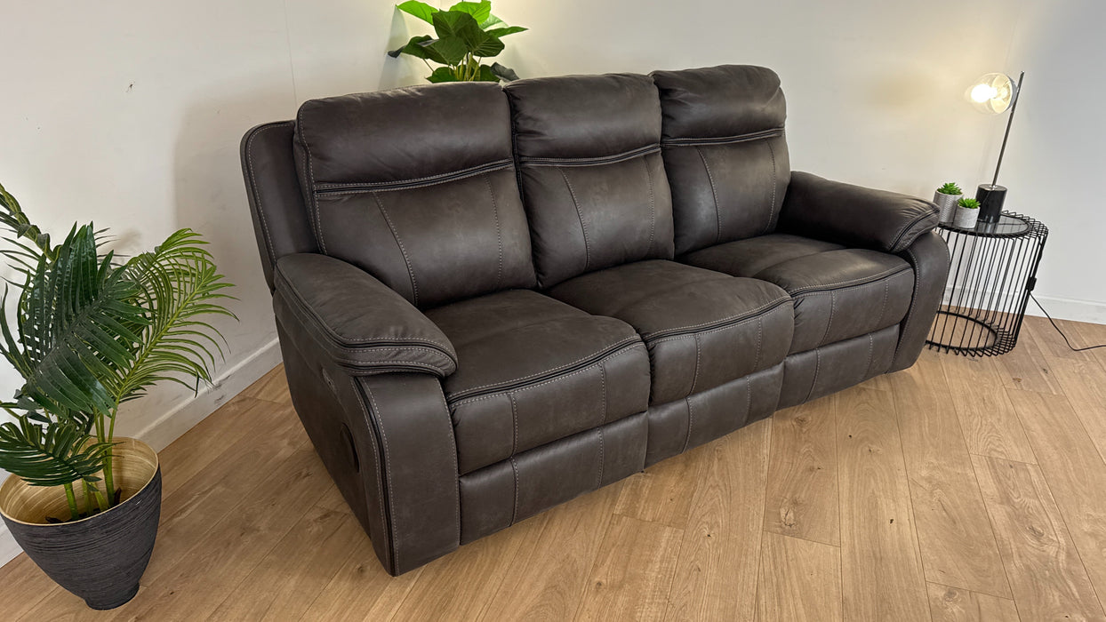 Vinson 3 Seater Fabric Power Recliner + Power Hdrst