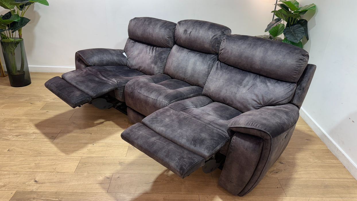 Sofology Radley Fabric 3 Seater Split Triple Power Recliner in Decent Charcoal