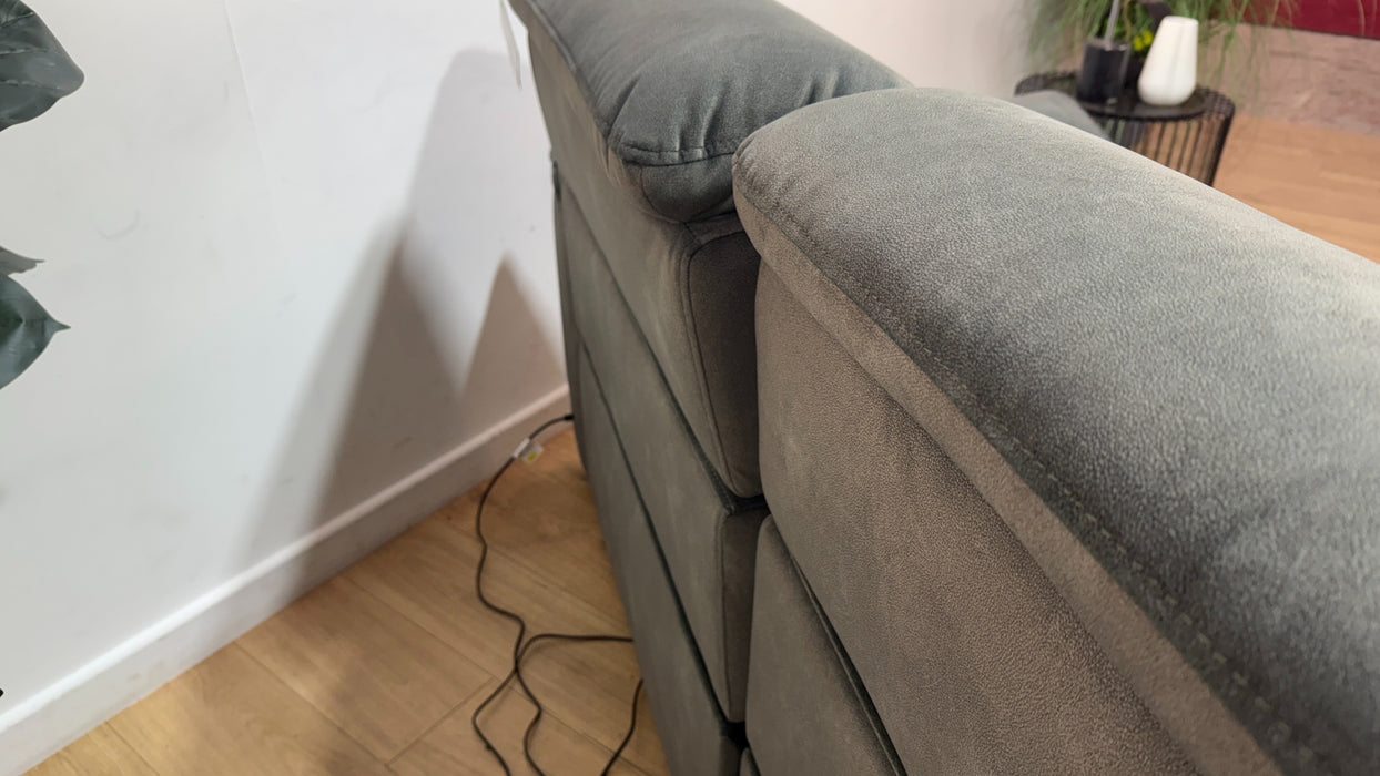 Sofology Hugo Fabric 2.5 Seater Power Recliner/Headrest in Lifestyle Flecked Mineral Green