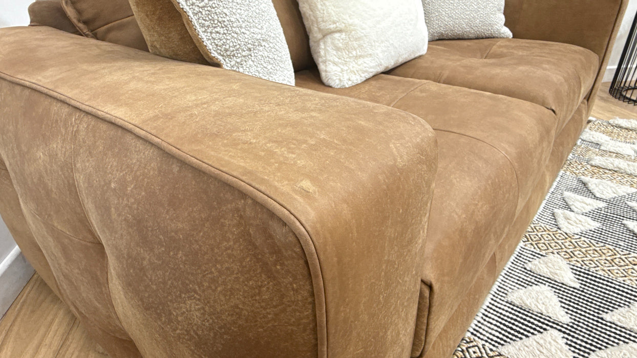 Sofology Artisan Leather 3 Seater in Character Tan/Natural Mix