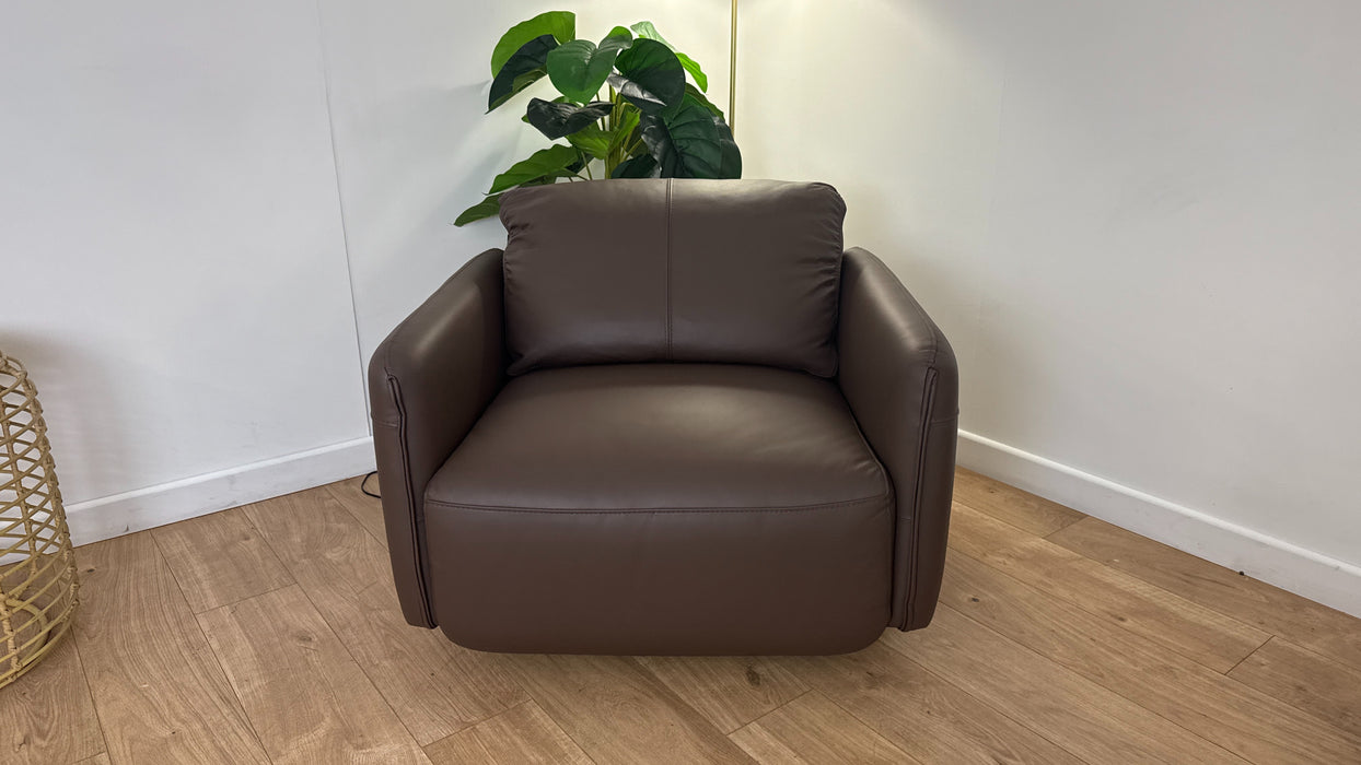 Sofology Tessuto Accent Swivel Chair in Trusty Matt Chocolate