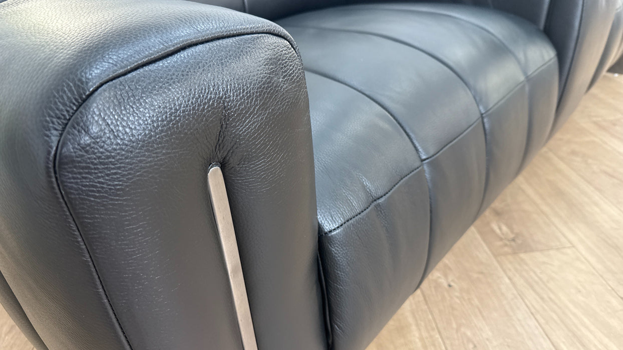 Sofology The Paramount 2.5 Seater Recliner Sofa Console in Trusty Embossed Leather Jet Black