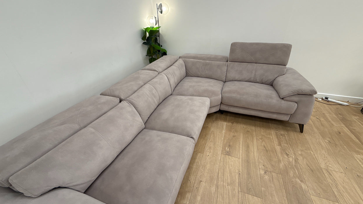 Caldo Corner Sofa - Leather Recliner - Dark Grey