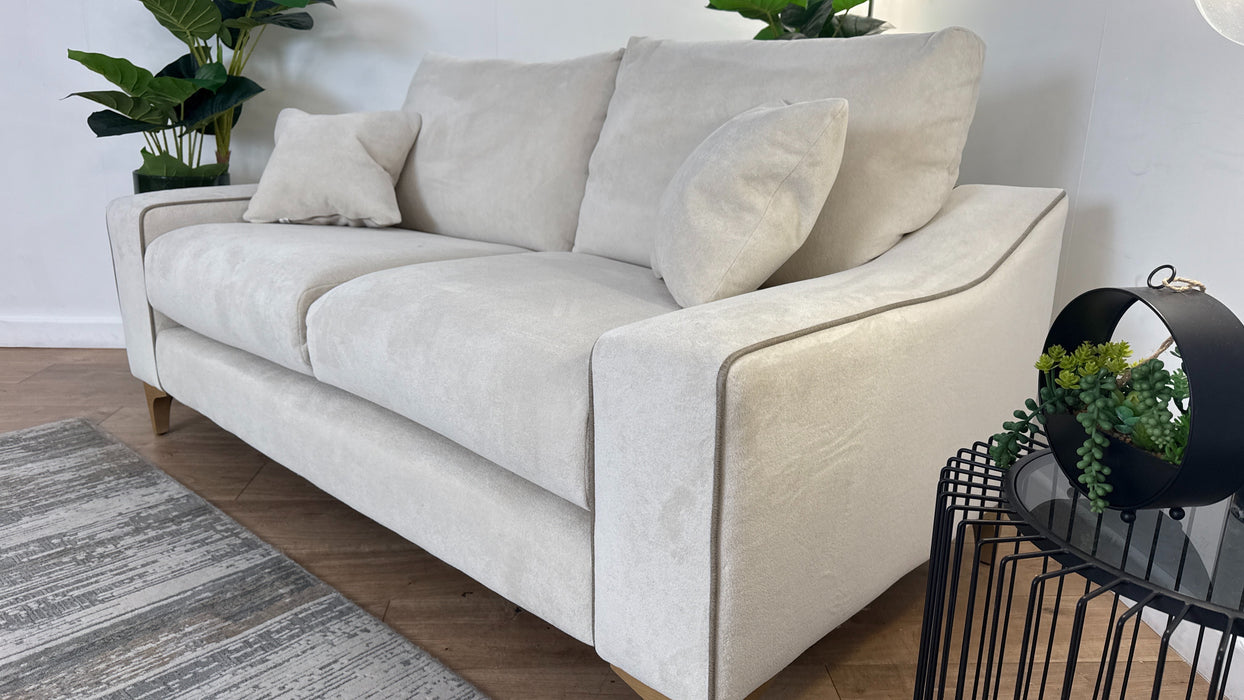 Sofology Wildwood Fabric 2 Seater in Soft Sherpa Natural Contrast Piping