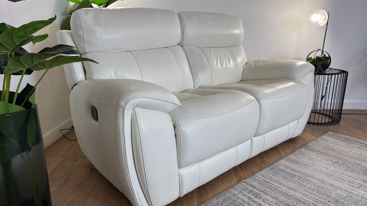 Sofology Radleigh Leather 2 Seater Manual Recliner in Trusty Soft Sheen White