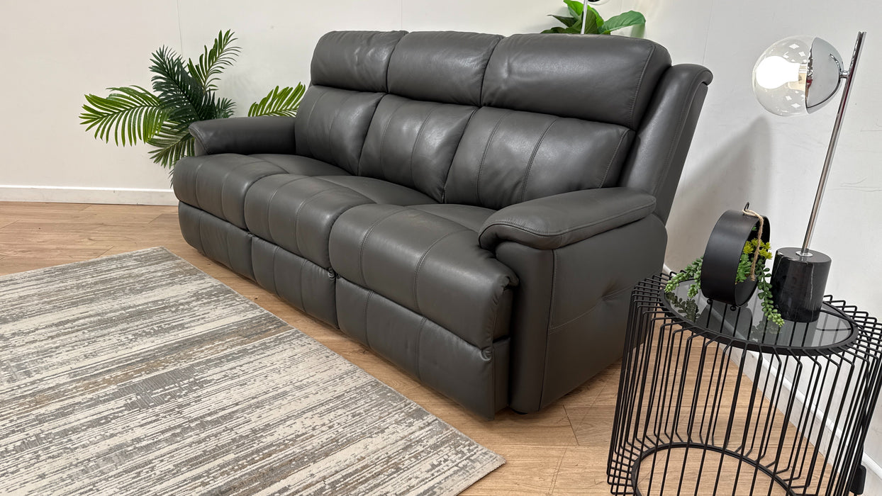 Sofology Gracie Leather 3 Seater in Trusty Sheen Charcoal