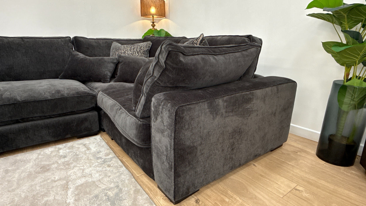 Sofology Laurent Fabric 3 Corner 1.5 Modular Fibre Seats in Luxury Deep Pile Chenille Slate Mix