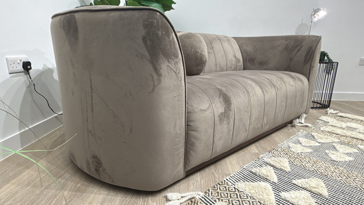 Sofology Fitzrovia Fabric 2 Seater Dark Wood Trim in Matt Velvet Mole Mix