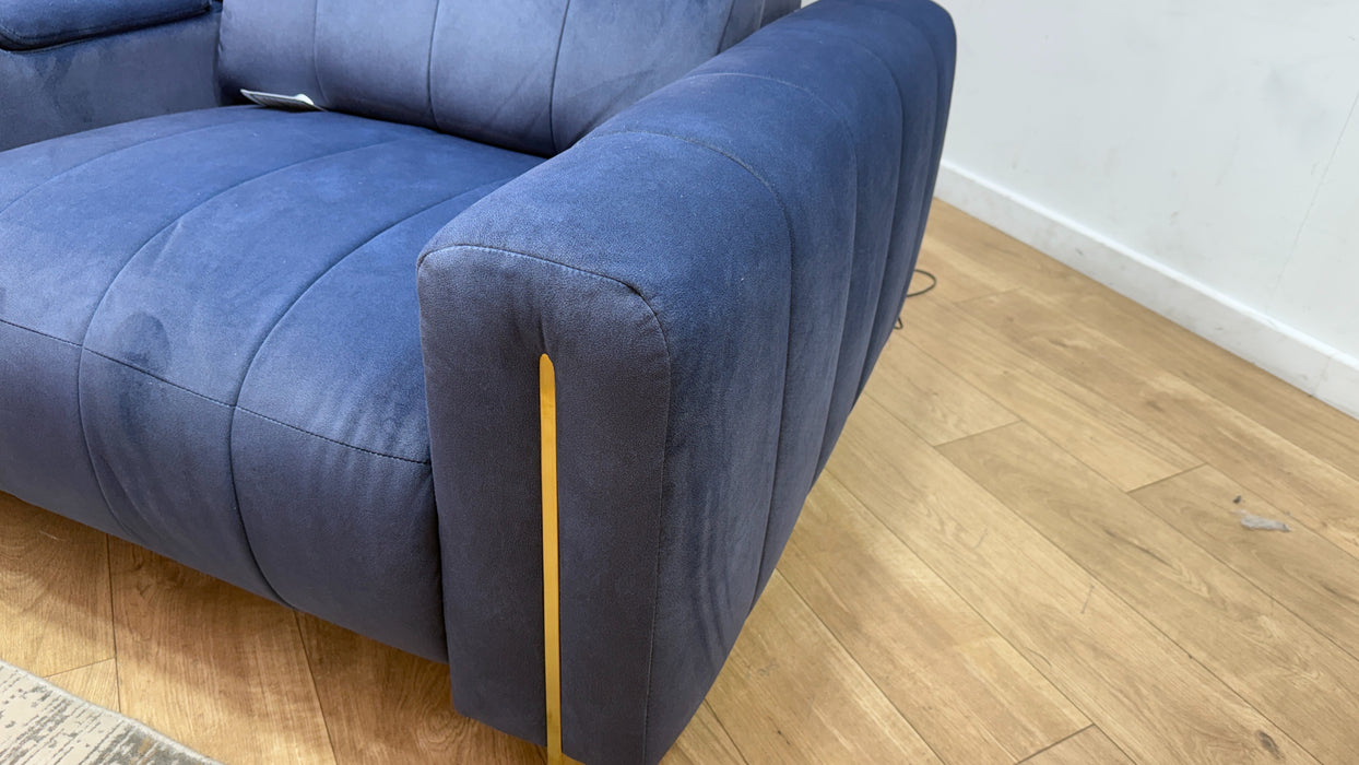 Sofology Paramount Fabric 2.5 Seater Console Power Recliner/Headrest Heated Seats Speakers in Lifestyle Flecked Navy