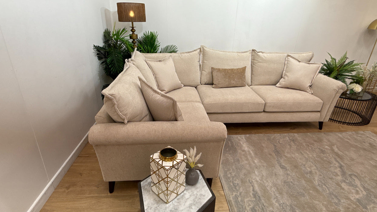 Sofology Beaumont Fabric 1 Corner 3 Foam Seats in Linen Look Chenille Natural Mix