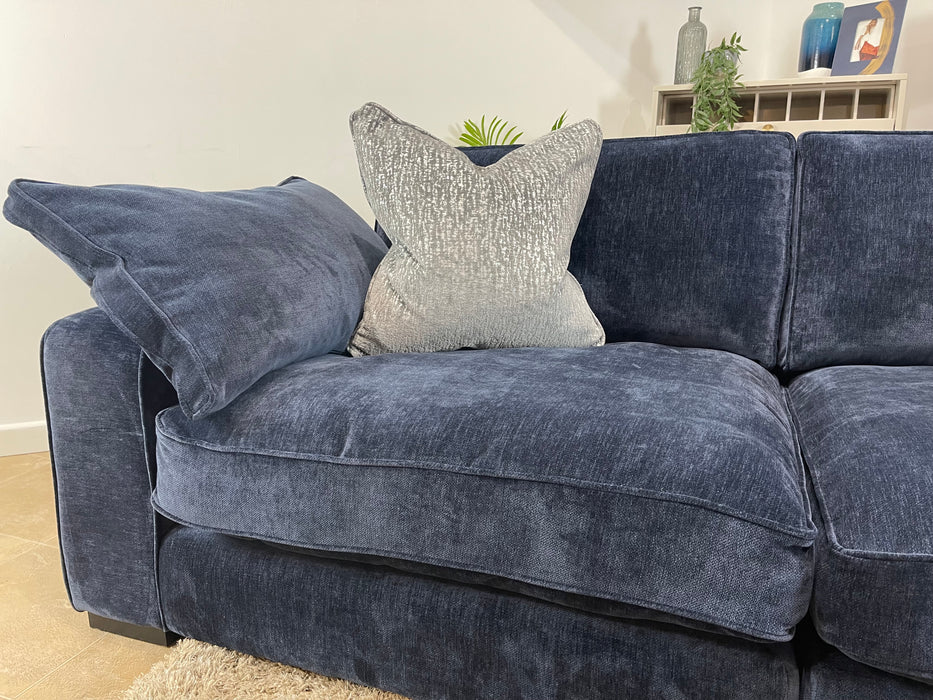 Laurent Fabric 4 Seater Split Fibre Seats - Luxury Deep Pile Chenille Denim (WA2)