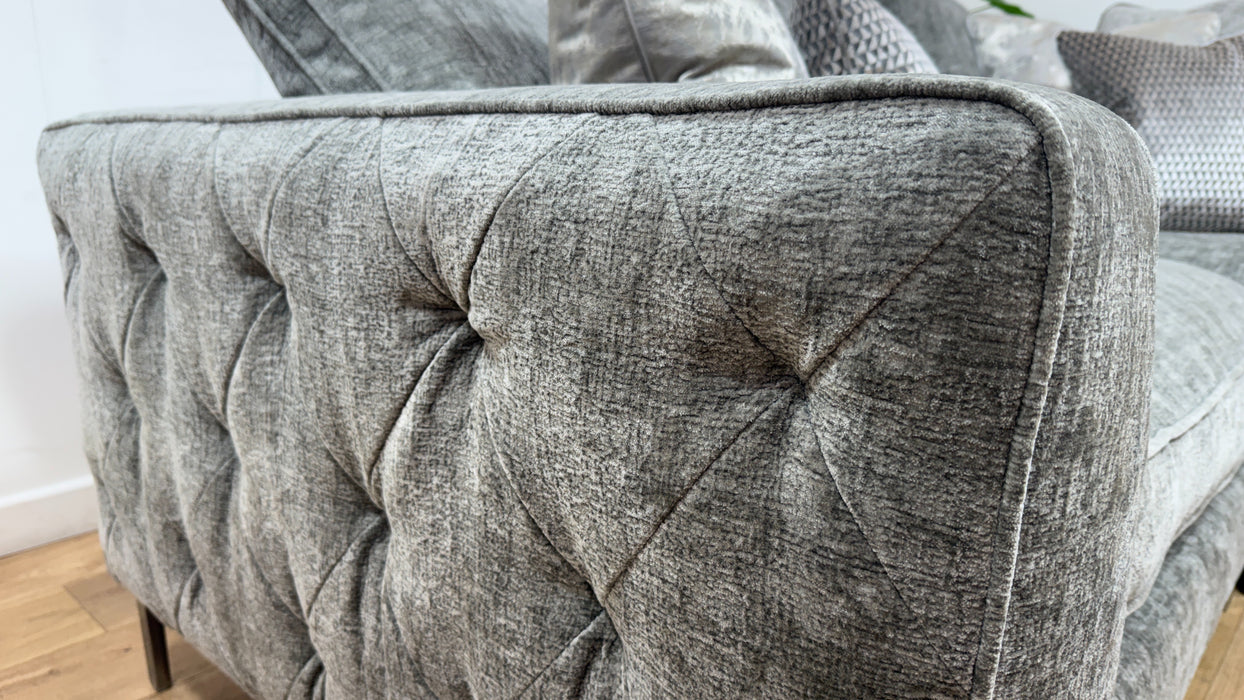 Sofology Rococo Fabric 1.5 Corner 3 Pillow Back in Verbier Grey Mix