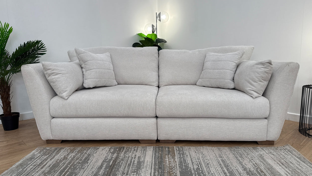 Sofology Calista Fabric 4 Seater Split Full Back Fluting in Linen Look Chenille Mist