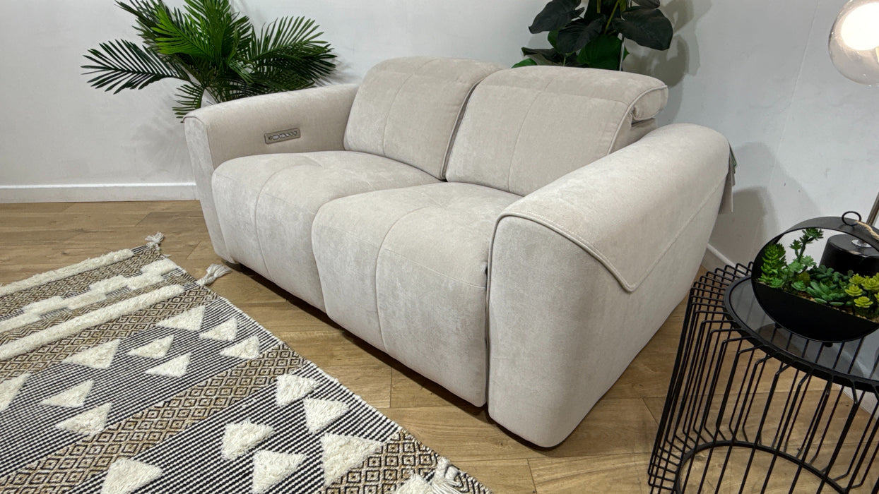 Sofology Riviera Fabric 2 Seater Power Recliner/Headrest in Relaxed Chenille Cotton