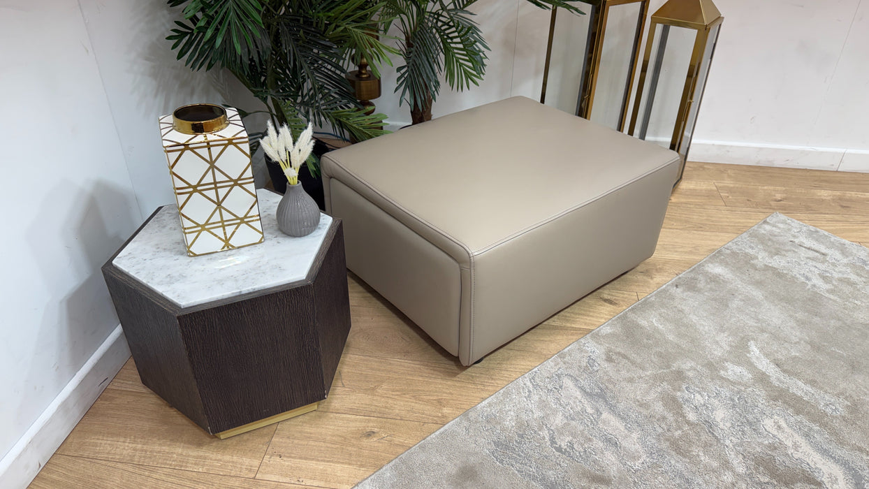 Sofology Premiere Leather Designer Footstool in Trusty Embossed Stone