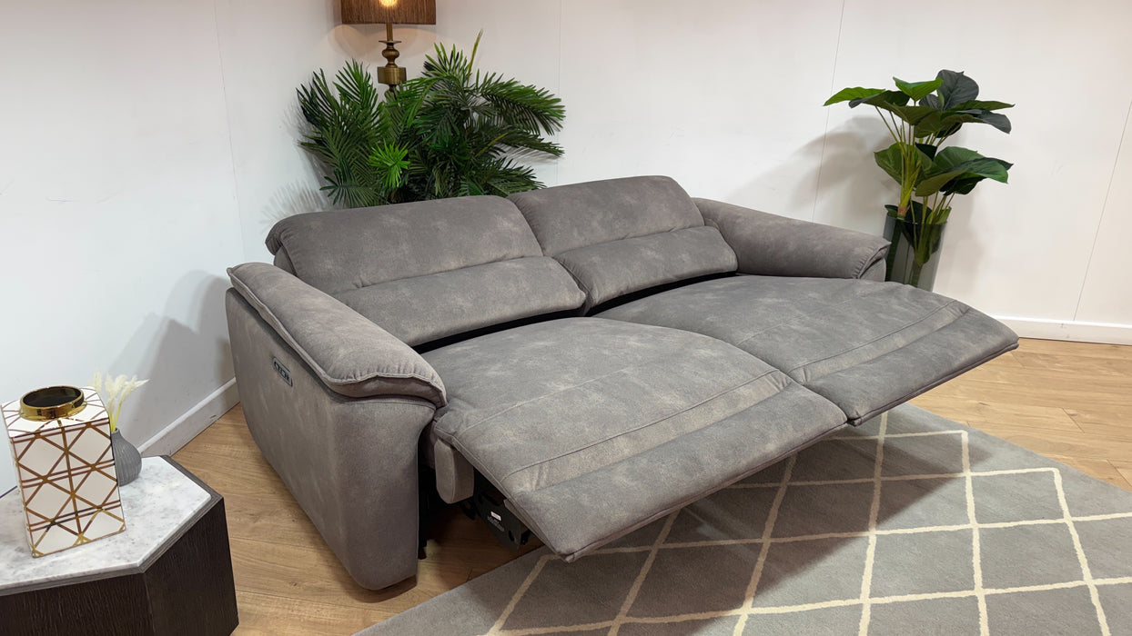 Sofology Hugo Fabric 2.5 Seater Power Recliner/Headrest in Lifestyle Flecked Mocha