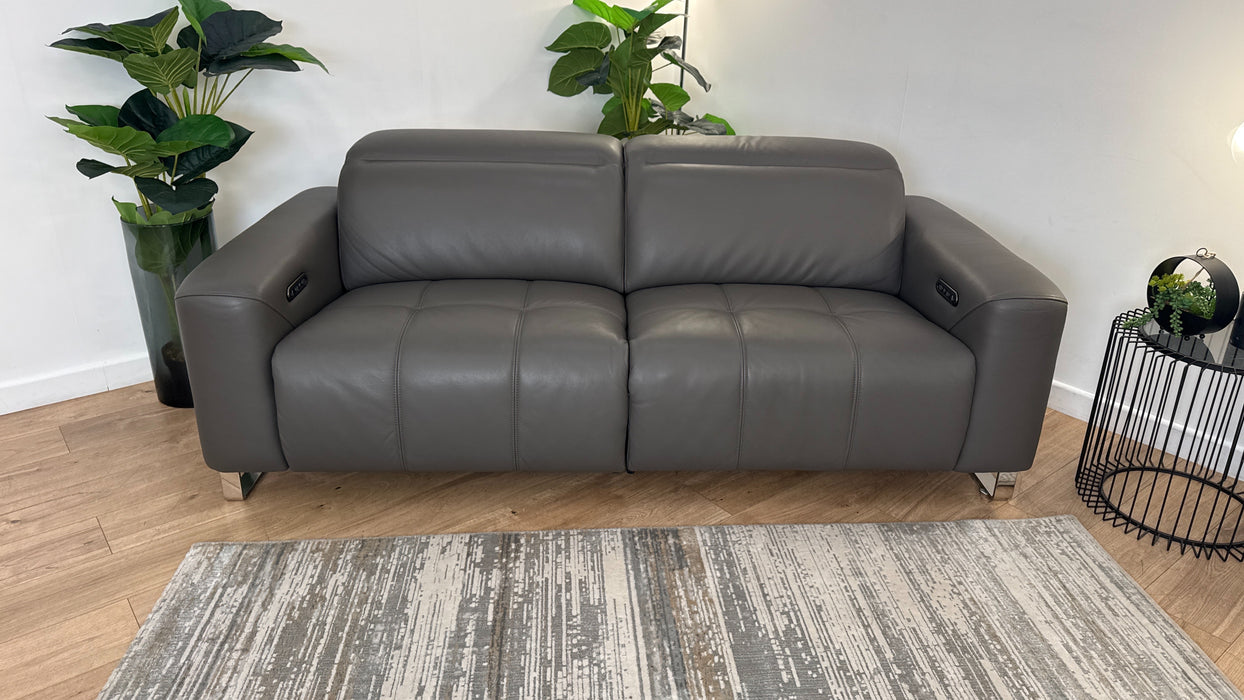 Sofology Marvella Leather 2.5 Power Recliner/Headrest in Trusty Sheen Storm