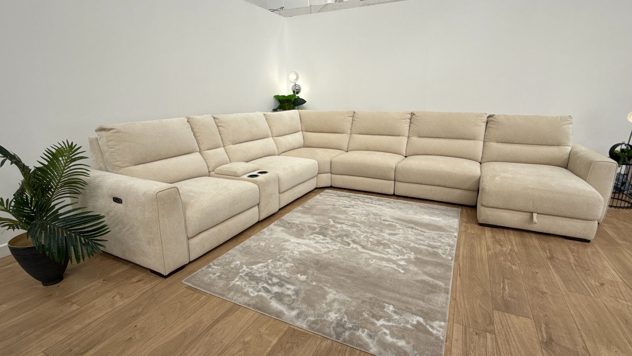 Sofology Santuary Fabric Corner Recliner and Chaise in Beige