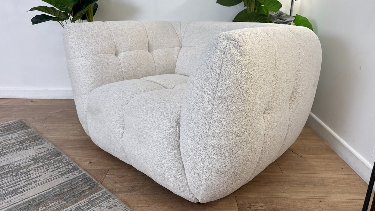 Sofology The Lunar Fabric Swivel Chair in Woven Boucle Linen