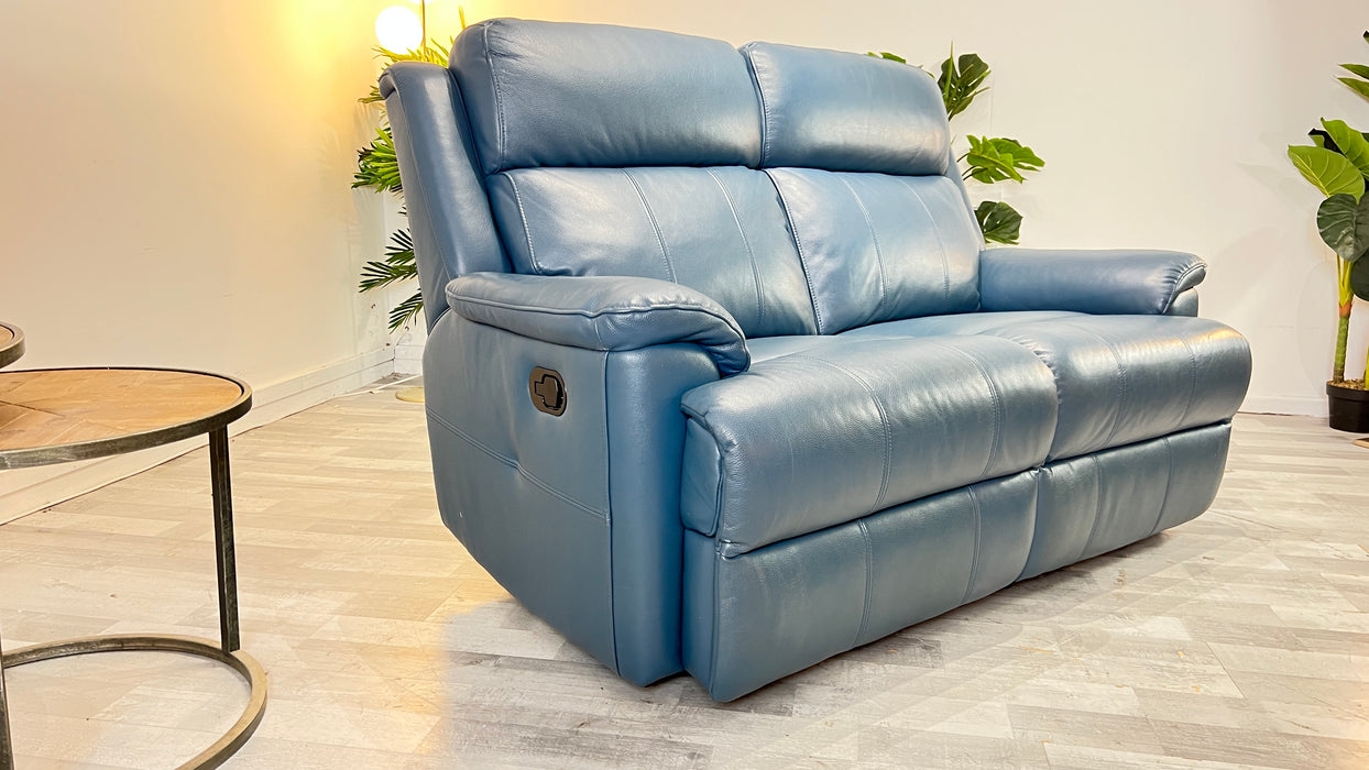 Gracie 2 Seat - Manual Recliner - Leather Sofa -  Ocean