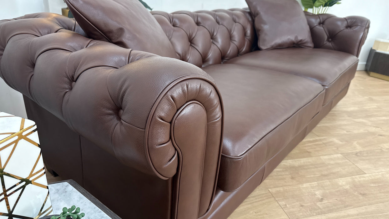 Sofology Oxford Leather 3 Seater in Chocolate