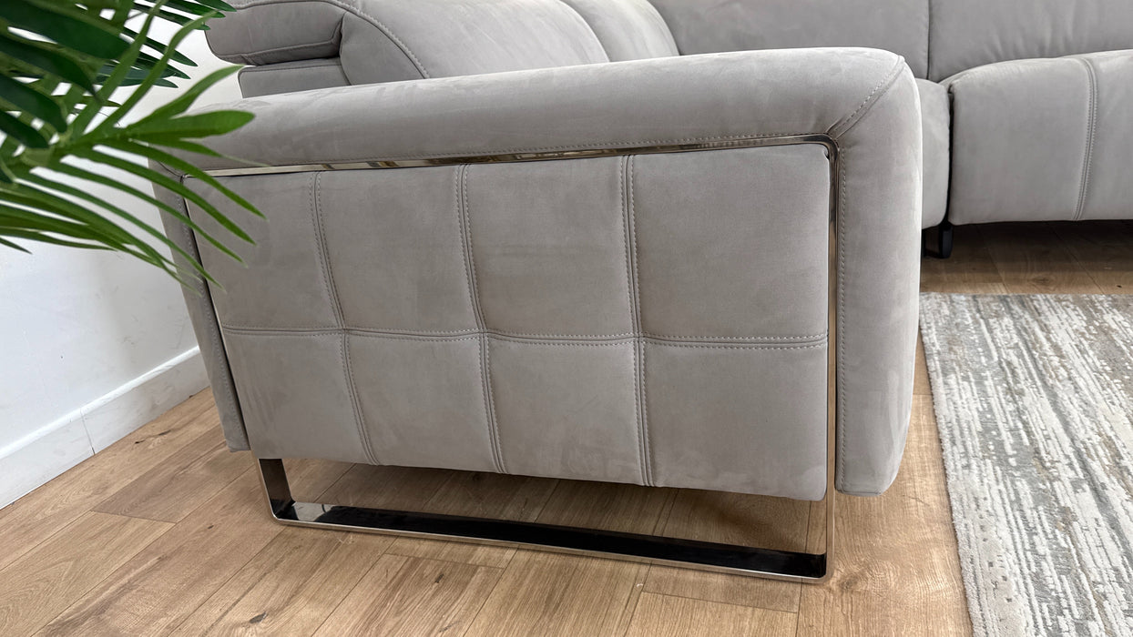 Sofology Marvella Fabric 1.5 Corner 3 Power Recliner/Headrest in Lifestyle Nubuck Feel Light Grey