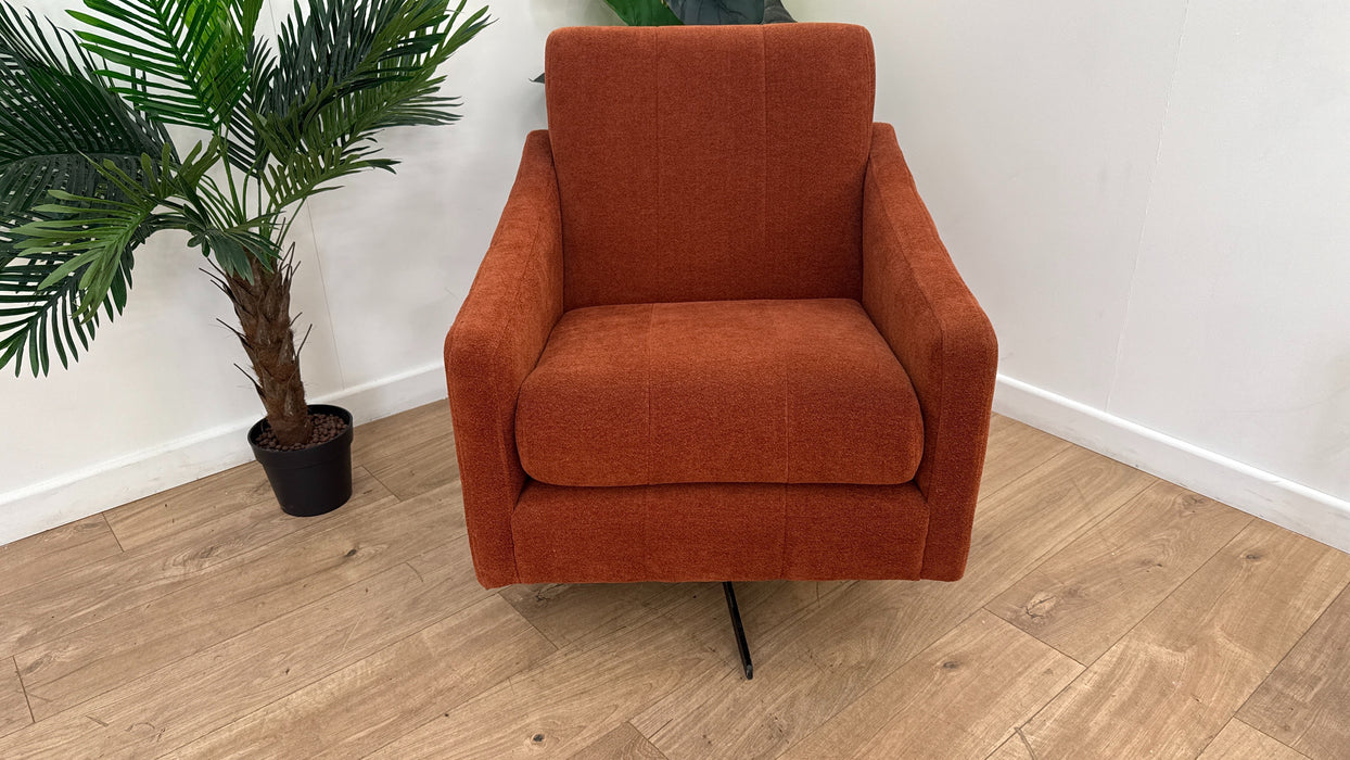 Sofology Soho Fabric Swivel Chair in Micro Boucle Rust