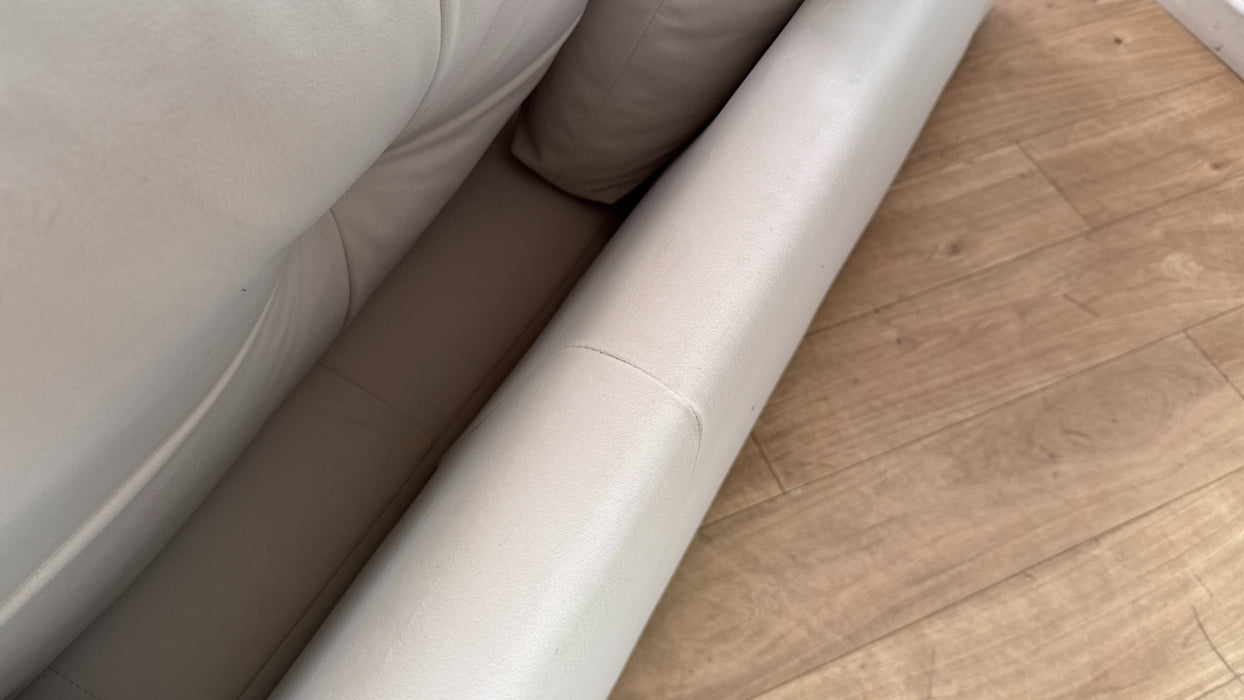 Sofology Oscar Fabric 4 Seater Gold Trim in Super Matt Velvet Ecru Mix