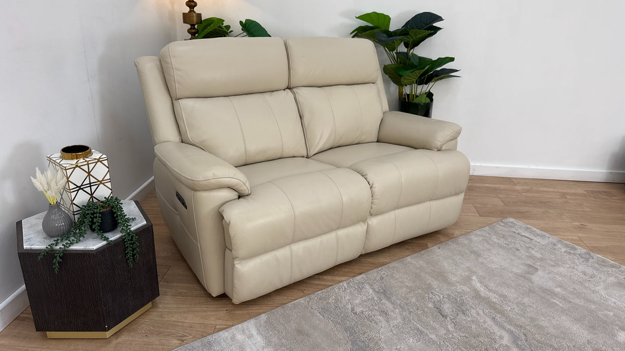 Sofology Gracie Leather 2 Seater Power Recliner in Trusty Sheen Bone China