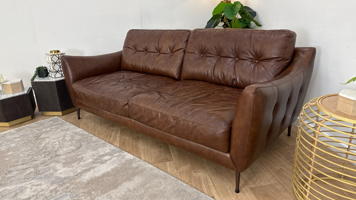 Sofology Cordelia Leather 3 Seater in Alaska Whiskey